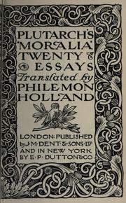 Cover of: Moralia: twenty essays.  Translated by Philemon Holland