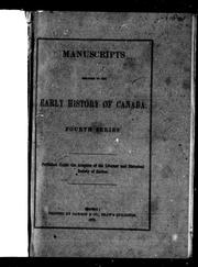 Manuscripts relating to the early history of Canada by Literary and Historical Society of Quebec
