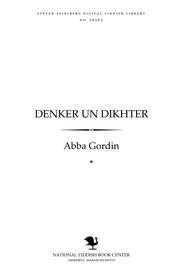 Cover of: Denḳer un dikhṭer by Abba Gordin