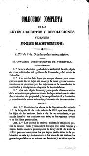 Cover of: Colección completa de las leyes, decretos y resoluciones vigentes sobre ...