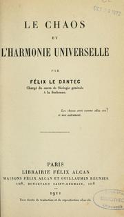 Cover of: Le chaos et l'harmonie universelle