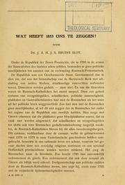 Cover of: Wat heeft 1853 ons te zeggen?