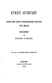 Ecken Auszfart: Nach dem alten Strazburger Drucke von Mdlix by Oskar Schade