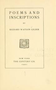 Cover of: Poems and inscriptions by Richard Watson Gilder
