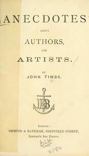 Cover of: Anecdotes about authors, and artists
