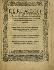 Cover of: De re aedificatoria libri decem by Leon Battista Alberti