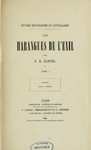 Cover of: Les Harangues de l'exil: études historiques et littéraires