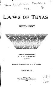 Cover of: The laws of Texas 1822-1897...