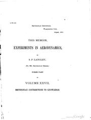 Cover of: Experiments in aerodynamics by Samuel Pierpont Langley