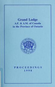 Cover of: Proceedings : Grand Lodge, A.F. & A.M. of Canada in the Province of Ontario. --