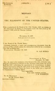 Cover of: Message from the President of the United States, in compliance with a resolution of the Senate of the 13th October, 1837