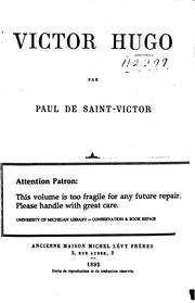 Cover of: Victor Hugo by Victor Hugo, Paul Jacques Raymond Binsse Saint-Victor , Victor Hugo