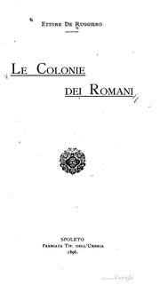 Cover of: Le colonie dei romani
