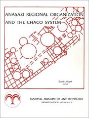 Cover of: Anasazi Regional Organization and the Chaco System (Anthropological Papers)
