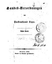 Cover of: Landes-verordnungen des Fürstenthums Lippe... by 