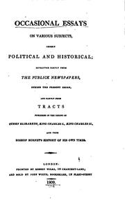 Cover of: Occasional Essays on Various Subjects: Chiefly Political and Historical; Extracted Partly from ...