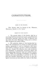 Constitution and By-laws .. by Missouri Historical Society