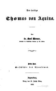 Cover of: Der heilige Thomas von Aquino by Karl Werner