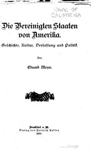 Cover of: Die Vereinigten Staaten von Amerika. by Meyer, Eduard