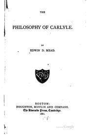 Cover of: The philosophy of Carlyle.