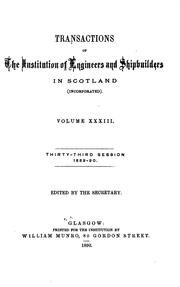 Cover of: Transactions. by Institution of Engineers and Shipbuilders in Scotland