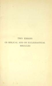 Cover of: Two essays on biblical and on ecclesiastical miracles by John Henry Newman