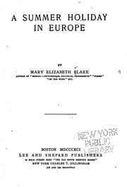 Cover of: A Summer Holiday in Europe by Blake, Mary E.