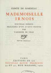 Cover of: Mademoiselle Irnois by Arthur, comte de Gobineau