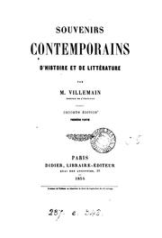 Cover of: Souvenirs contemporains d'histoire et de littérature by Abel-François Villemain