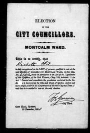 Cover of: Election of the city councillors: Montcalm Ward