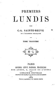 Cover of: Premiers lundis by Charles Augustin Sainte-Beuve, Jules Troubat