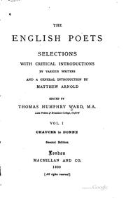 Cover of: The English Poets: selections by Thomas Humphry Ward, Matthew Arnold