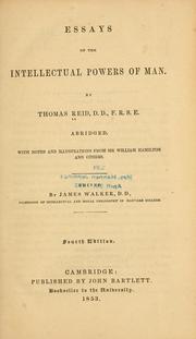 Cover of: Essays on the intellectual powers of man.