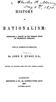 Cover of: History of Rationalism: Embracing a Survey of the Present State of Protestant Theology