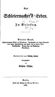 Cover of: Aus Schleiermacher's Leben. In Briefen