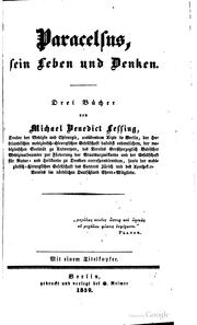 Cover of: Paracelsus, sein leben und denken.