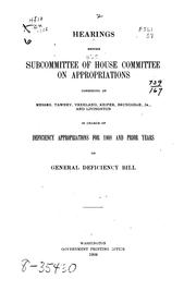 Cover of: Hearings Before Subcommittee of House Committee on Appropriations ... in Charge of District of ...