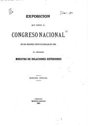 Cover of: Libro amarillo de la República de Venezuela presentado al Congreso Nacional ... by Venezuela. Ministerio de Relaciones Exteriores.