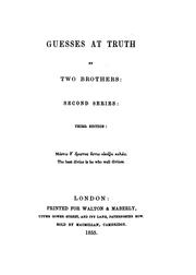 Cover of: Guesses at truth, by two brothers [A.W. and J.C. Hare. Publ. in two series, representing an ... by Augustus William Hare , Julius Charles Hare