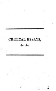 Cover of: Critical essays on the performers of the London theatres: including general ...