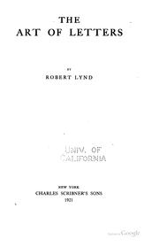 Cover of: The art of letters by Lynd, Robert