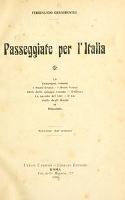 Cover of: Passeggiate per l'Italia by Ferdinand Gregorovius, Ferdinand Gregorovius