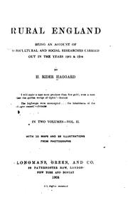 Cover of: Rural England: Being an Account of Agricultural and Social Researches ... by H. Rider Haggard