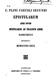 Cover of: Epistularum libri novem: Epistularum ad Traianum liber