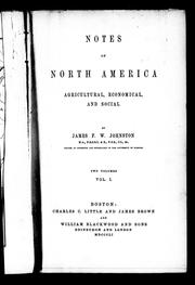Cover of: Notes on North America: agricultural, economical and social