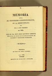 Cover of: Memoria leyda al congreso constituyente: en la sesion publica del dia 12 de febrero de 1825