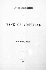 Cover of: List of stockholders of the Bank of Montreal | Bank of Montreal.