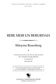 Cover of: Rebe Meʼir un Beruriyah: hisṭorisher roman