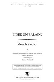 Lider un baladn by Melech Ravitch