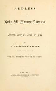 Cover of: Address before the Bunker Hill monument association at the annual meeting